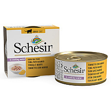 Schesir Tuna with Mango ШЕЗІР ТУНЕЦЬ З МАНГО в бульйоні натуральні консерви для котів, вологий корм, банка 75г , 0.075 кг.