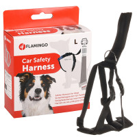 Flamingo Car Safety Harness ФЛАМІНГО СЕФТІ ХАРНЕСС шлея в автомобіль для собак , L см., ОШ 39-70 х ОГ 53-86 см, ремені 25 мм см., Чорний см.