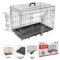 Flamingo Wire Cage Keo Silver ФЛАМИНГО КЕО СИЛЬВЕР КЛЕТКА 2-х дверная для собак, 77х47х54 см см.