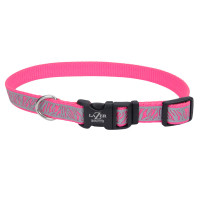 Coastal Lazer Brite Reflective Collar КОСТАЛ ЛАЗЕР БРАЙТ світловідбивний нашийник для собак, 1.6х30-46см , Рожева зебра см., 1,6 х 30-46 см см.