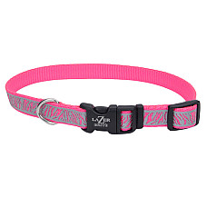 Coastal Lazer Brite Reflective Collar КОСТАЛ ЛАЗЕР БРАЙТ світловідбивний нашийник для собак, 1.6х30-46см , Рожева зебра см., 1,6 х 30-46 см см.