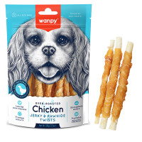 Wanpy Chicken Jerky & Rawhide Twists ВАНПІ ПАЛИЧКА З В’ЯЛЕНОЮ КУРКОЮ ласощі для собак , 0.1 кг.