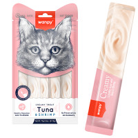 Wanpy Creamy Lickable Treats Tuna &amp; Shrimp ВАНПИ ТУНЕЦ С КРЕВЕТКАМИ жидкое лакомство для кошек , 0.07 кг., в упаковке 5 стиков по 14 г см.
