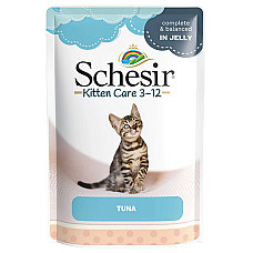 Schesir Kitten Care Tuna ШЕЗІР ТУНЕЦЬ ДЛЯ КОШЕНЯТ натуральні консерви в желе для кошенят, вологий корм, пауч 85г , 0.085 кг.