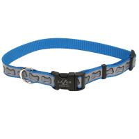 Coastal Lazer Brite Reflective Collar КОСТАЛ ЛАЗЕР БРАЙТ световозвращающий ошейник для собак, 2.5х46-66см, Бирюзовый с косточками см., 2,5х46-66 см см.