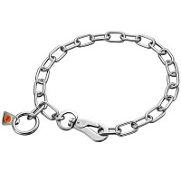 Sprenger Collar with Hook Medium Link СПРЕНГЕР ОШЕЙНИК С КАРАБИНОМ для собак, среднее звено 3 мм, нержавеющая сталь, 3 мм, 50 см см., Нержавеющая сталь.