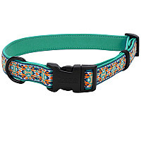 Coastal Ribbon Weave Collar КОСТАЛ РИББОН ВЕЙВ ошейник для собак, Темно-бирюзовый с косточками см., S/M см., 1,6 х 30-45 см см.