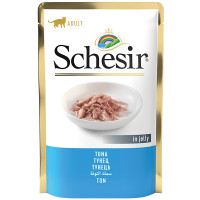 Schesir Tuna ШЕЗИР ТУНЕЦ в желе натуральные консервы для кошек, влажный корм, пауч 85г 0.085 кг.