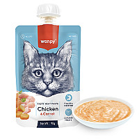 Wanpy Chicken & Carrot ВАНПІ КРЕМ-ПЮРЕ КУРКА З МОРКВОЮ рідкий корм для котів , 0.09 кг.