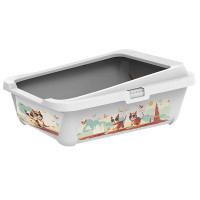 Moderna Hercules Indy&Louise МОДЕРНА ІНДІ та ЛУЇЗА туалет для котів, 51х39х19см , 51(Д) х 39(Ш) х 19(В) см см., Сіро-білий см.