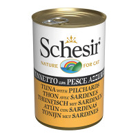 Schesir Tuna with Pilchards ШЕЗИР ТУНЕЦ С САРДИНОЙ в желе натуральные консервы для кошек, влажный корм, банка 140г, 0.14 кг.