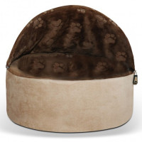 K&H Kitty Hooded самозігрівальний будиночок-лежак для котів , Шоколадний - жовто-коричневий см., S см.