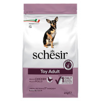 Schesir Dog Toy Adult ШЕЗИР ВЗРОСЛЫЙ ТОЙ КУРКА сухой монопротеиновый корм для собак мини пород , 2 кг., пакет См.