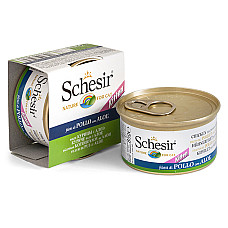 Schesir Kitten Chicken with Aloe ШЕЗІР КУРКА З АЛОЕ в желе натуральні консерви для кошенят, вологий корм, банка 85г , 0.085 кг.