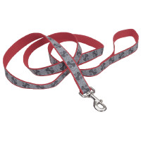 Coastal Lazer Brite Reflective Leash КОСТАЛ ЛАЗЕР БРАЙТ световозвращающий поводок для собак, 1.6смХ1.2м, Красный с косточками см., 1,6см х 1,2м см.