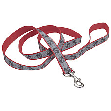 Coastal Lazer Brite Reflective Leash КОСТАЛ ЛАЗЕР БРАЙТ світловідбивний повідець для собак, 1.6смХ1.2м , Червоний з кісточками см., 1,6 см х 1,2 м см.