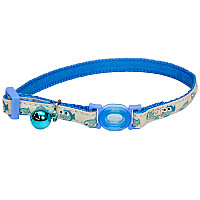 Coastal Fashion Safe Cat Collar КОСТАЛ безопасный светящийся ошейник в темноте для кошек, Голубая рыбка см., 1х20-30 см см.