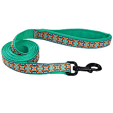 Coastal Ribbon Weave Leash КОСТАЛ РІББОН ВЕЙВ повідець для собак , Темно-бірюзовий з кісточками см., 2,5см - 1,8м см.