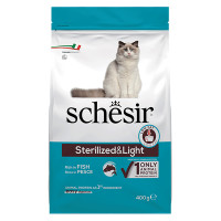 Schesir Cat Sterilized &amp; Light ШЕЗИР СТЕРИЛИЗИРОВАННЫЙ ЛАЙТ РЫБА сухой монопротеиновый корм для стерилизованных кошек, для кошек склонных к полноте , 0.4 кг., Упаковка см.