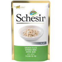 Schesir Chicken Fillets ШЕЗИР КУРИНОЕ ФИЛЕ в желе натуральные консервы для кошек, влажный корм, пауч 85г 0.085 кг.