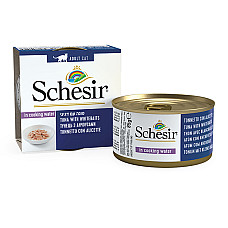 Schesir Tuna with Whitebaits ШЕЗІР ТУНЕЦЬ З АНЧОУСАМИ та рисом в бульйоні натуральні консерви для котів, вологий корм, банка 85г , 0.085 кг.