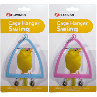 Flamingo Swing+Abacus+Bell ФЛАМИНГО Качеля с колокольчиком и счетчиком игрушка для птиц, 10х13 см см.
