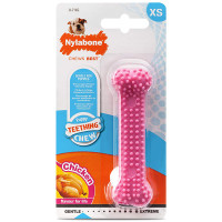 Nylabone Puppy Chew Dental Bone НІЛАБОН ДЕНТАЛ БОУН жувальна іграшка кістка для цуценят, смак курки , XS, для цуценят до 7 кг см., Рожевий см., 9,5x2,5x1,9 см см.