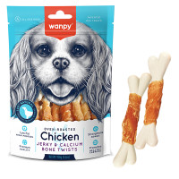 Wanpy Chicken Jerky &amp; Calcium Bone Twists ВАНПИ КОСТА С ВЯЛЕНОЙ КУРКОЙ И КАЛЬЦИЕМ лакомство для собак 0.1 кг.