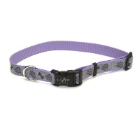 Coastal Lazer Brite Reflective Collar КОСТАЛ ЛАЗЕР БРАЙТ светоотражающий ошейник для собак, 1.6х30-46см, Лапая кость фиолетовый см., 1,6 х 30-46 см см.