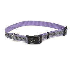Coastal Lazer Brite Reflective Collar КОСТАЛ ЛАЗЕР БРАЙТ світловідбивний нашийник для собак, 1.6х30-46см , Лапа кістка фіолетовий см., 1,6 х 30-46 см см.