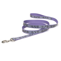 Coastal Lazer Brite Reflective Leash КОСТАЛ ЛАЗЕР БРАЙТ светоотражающий поводок для собак, 2.5смХ1.8м, Лапая кость фиолетовый см.
