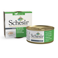 Schesir Chicken Fillets ШЕЗИР КУРИНОЕ ФИЛЕ в желе натуральные консервы для собак, влажный корм, банка 150г, 0.15 кг.