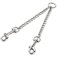 Sprenger Coupling Chain СПРЕНГЕР ПОВОДИТЕЛЬ-СПАРКА для 2-х собак, карабин, хромированная сталь, 2,5 мм, 42 см см., хромированная сталь см.