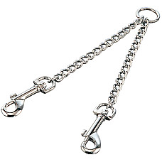 Sprenger Coupling Chain СПРЕНГЕР ПОВІДЕЦЬ-СПАРКА для 2-х собак, карабін, хромована сталь , 2,5 мм, 42 см см., Хромована сталь см.