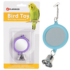 Flamingo Mirror Round+Bell ФЛАМІНГО КРУГЛЕ ДЗЕРКАЛО З ДЗВІНОЧКОМ іграшка для папуг , 6 см см., В асортименті см.