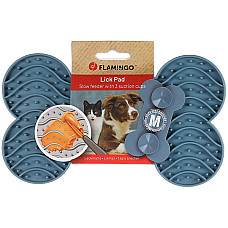 Flamingo Lick Pad Yummee ФЛАМІНГО ЛИЗАЛЬНИЙ КИЛИМОК антистрес для собак і котів , M: 21,8 (Д) х 12,8 (Ш) х 1,9 (В) см см., Cиньо-сірий см.