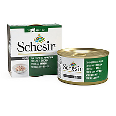 Schesir Tuna Chicken ШЕЗІР ТУНЕЦЬ З КУРЯЧИМ ФІЛЕ в желе натуральні консерви для котів, вологий корм, банка 85г , 0.085 кг.