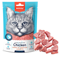 Wanpy Chicken Jerky & Codfish Hearts ВАНПІ СЕРДЕЧКИ КУРКА З ТРІСКОЮ ласощі для котів , 0.08 кг.