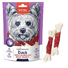 Wanpy Duck Jerky & Calcium Bone Twists ВАНПИІ КІСТКА З В’ЯЛЕНОЮ КАЧКОЮ ТА КАЛЬЦІЄМ ласощі для собак , 0.1 кг.
