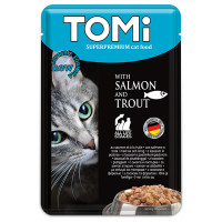 TOMi Superpremium Salmon Trout ТОМІ ЛОСОСЬ ФОРЕЛЬ консерви для котів, вологий корм, пауч 100г , 0.1 кг.