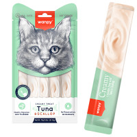 Wanpy Creamy Lickable Treats Tuna &amp; Scallop ВАНПИ ТУНЕЦ С МОРСКОЙ ГРЕБЕНЦОЙ жидкое лакомство для кошек , 0.07 кг., в упаковке 5 стиков по 14 г см.