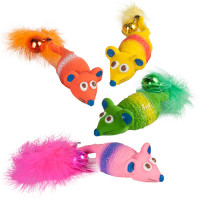 Flamingo Mickey ФЛАМИНГО МИКИ латексная игрушка с пищалкой и колокольчиком для кошек, 12х4х2 см см.