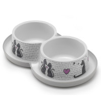 Moderna Double Trendy Dinner Cats in Love МОДЕРНА ЗАКОХАНІ КОТИ подвійна миска для котів, 2х350мл , 2х350 мл, діаметр 10см см., Білий см.