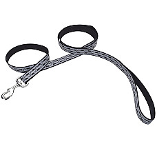 Coastal Lazer Brite Reflective Leash КОСТАЛ ЛАЗЕР БРАЙТ світловідбивний повідець для собак, 1.6смХ1.2м , Чорна ланка см., 1,6 см х 1,2 м см.