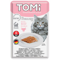 TOMi Sterilised Beef in Jelly ТОМ СТЕРИЛАЙЗИД ГОВЕЛИЧИНА В ЖЕЛЕ консервы для стерилизованных кошек, влажный корм, пауч 85г 0.085 кг.