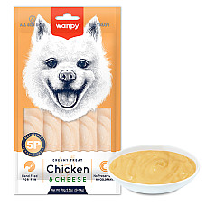 Wanpy Creamy Lickable Treat Chicken&Cheese ВАНПІ КУРКА СИР рідкі ласощі для собак , 0.07 кг., в пакунку 5 стіків по 14 г см.