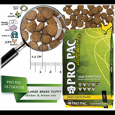 Сухий корм для цуценят великих порід Pro Pac DOG Large Breed Puppy Chicken Brown Rice Formula 20 кг
