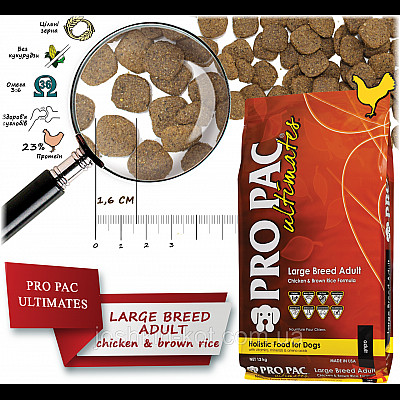 Сухий корм для собак великих порід Pro Pac DOG Large Breed Adult Chicken Brown Rice Formula 20 кг