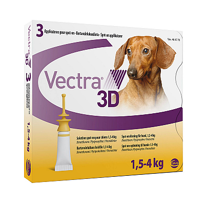Капли Ceva Vectra 3D Вектра 3Д от блох и клещей, для собак 1,5 – 4 кг, 0,8 мл (1пипетка)