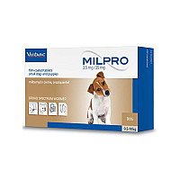 Таблетки Virbac Milpro Милпро антигельминтные, для щенков и собак мелких пород 0,5 - 5 кг, 2,5 мг/25 мг, 1 таб